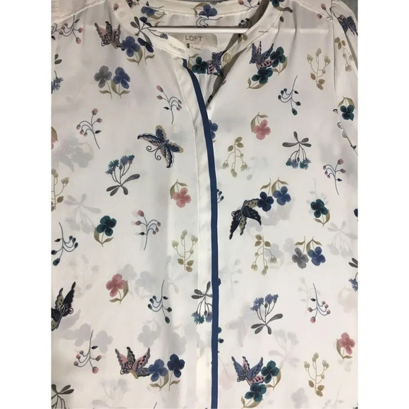 Womens Loft Blouse Size Small Butterfly Floral Boho Casual Capsule Wardrobe - Picture 2 of 4